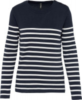 Striped Navy / Off White