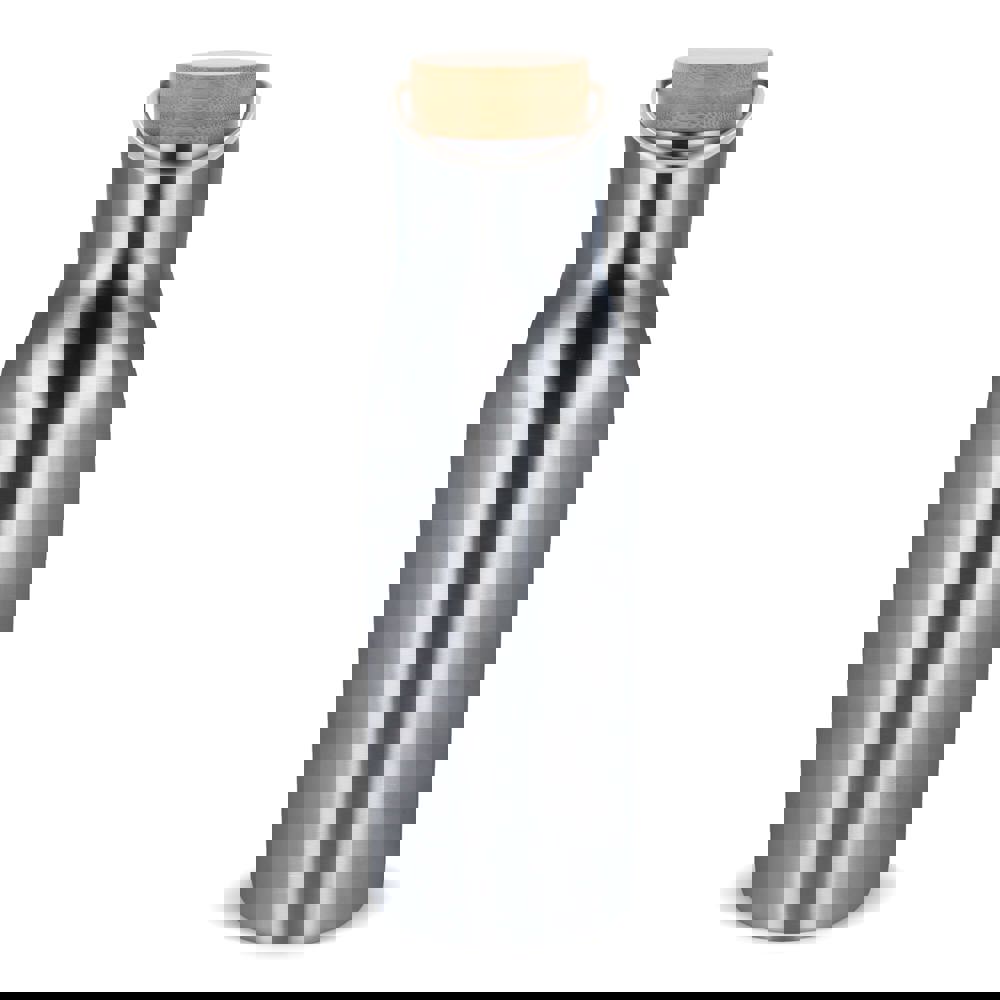 Thermo fles met bamboe deksel 500ml - zilver