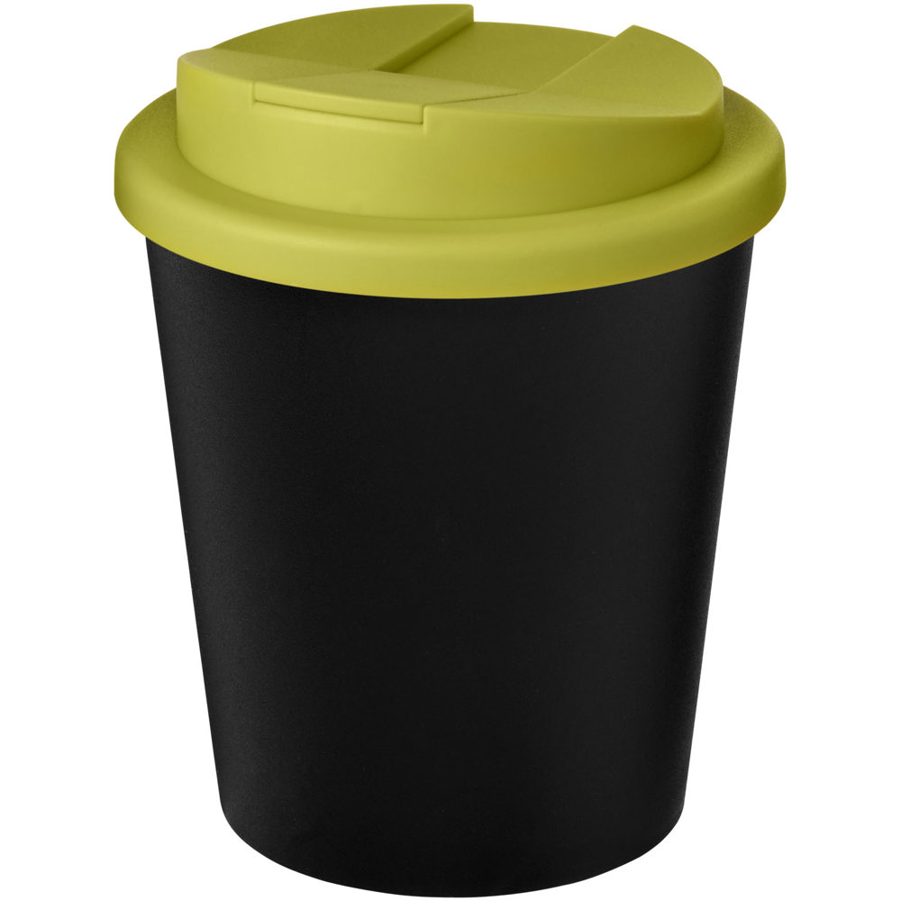 Americano® Espresso Eco 250 ml gerecyclede beker met knoeibestendig deksel - Zwart, Lime