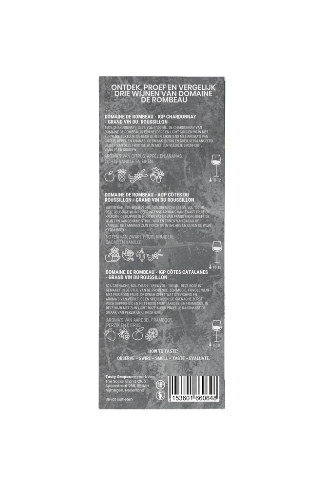 Tasty Grapes | Moments Proeverij | Domaine de Rombeau mix | 3x 100 ML | rPET | Congrats!