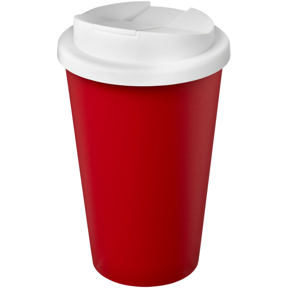 Americano® Eco 350 ml gerecyclede beker met spill-proof deksel - Rood, Wit