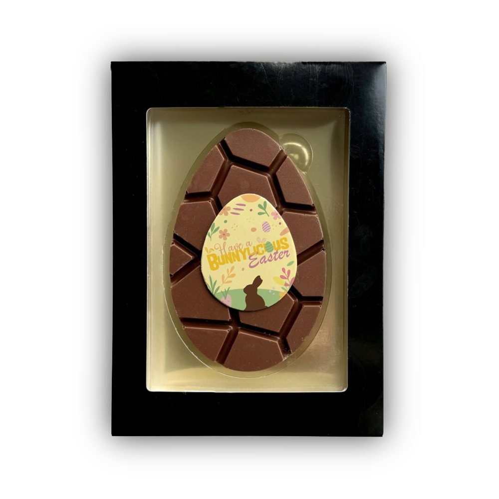 Chocolade paasei met paasdesign | melk | geschenkdoos | 95g