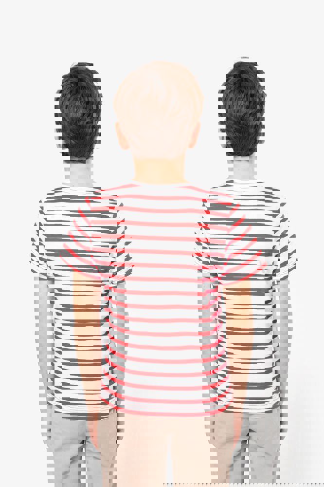 K379 - Gestreept T-shirt met zak en korte mouwen kids