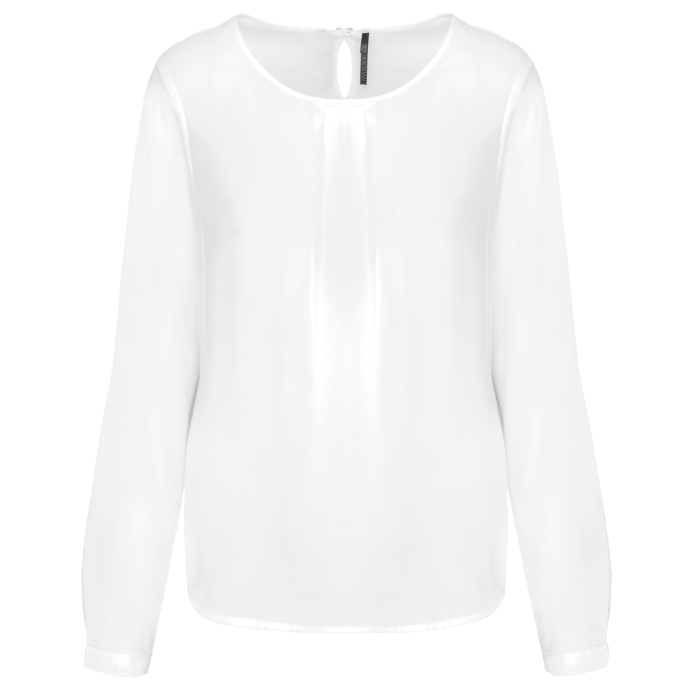 K5003 - Damesblouse in crêpe met lange mouwen - off white