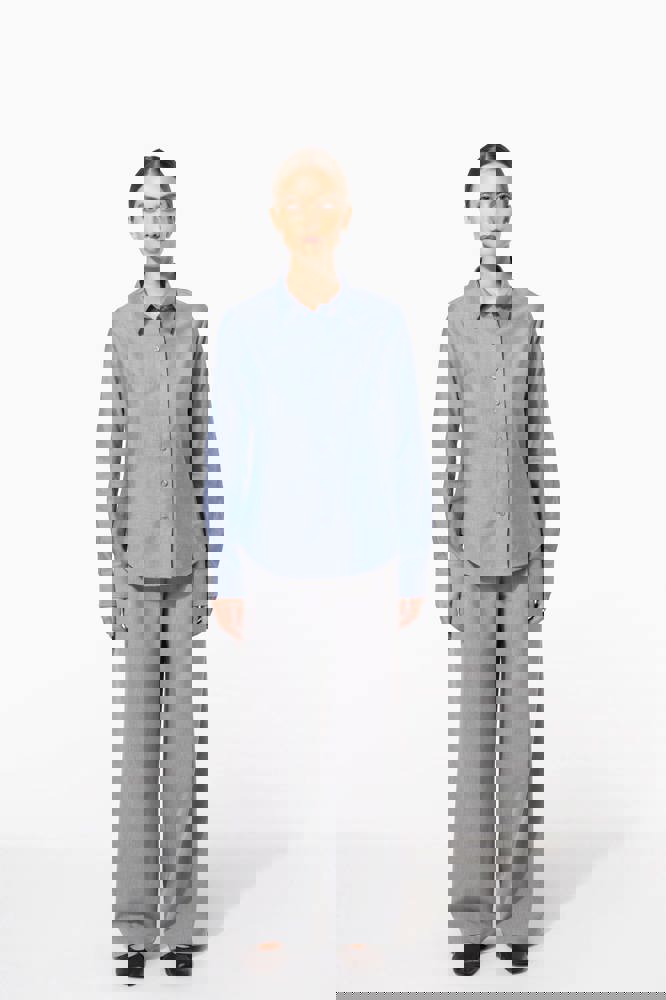 K534C - Dames Oxford blouse lange mouwen