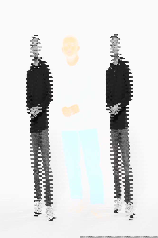 K280 - Heren polo van piquétricot met lange mouwen