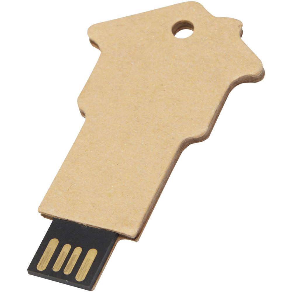 Huisvormige USB 2.0 van gerecycled papier - Kraftbruin