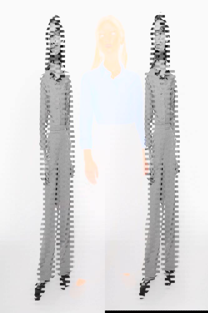 K534C - Dames Oxford blouse lange mouwen