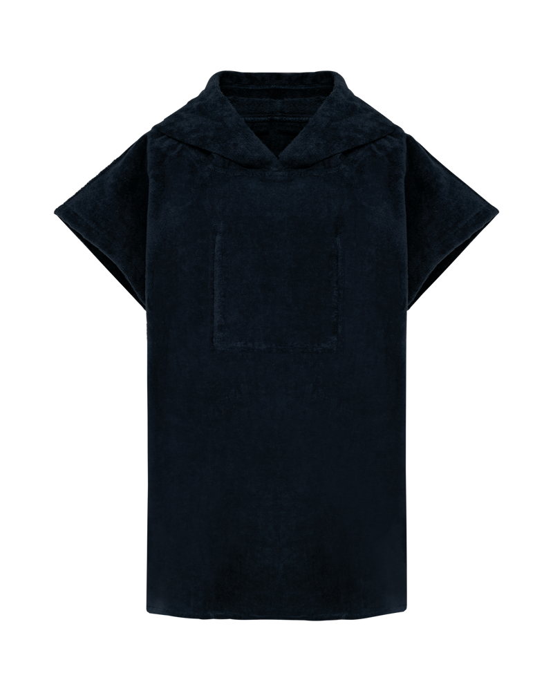 PA582 - Kinderponcho met capuchon van badstof - navy