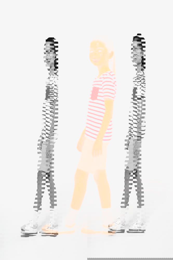 K379 - Gestreept T-shirt met zak en korte mouwen kids