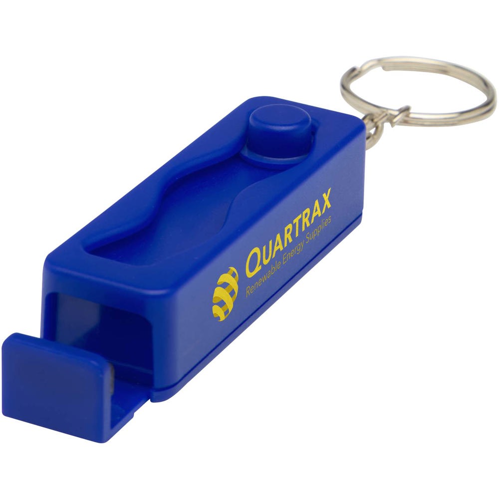 Aggia telefoonstandaard van gerecycled plastic met fidgetspeeltje