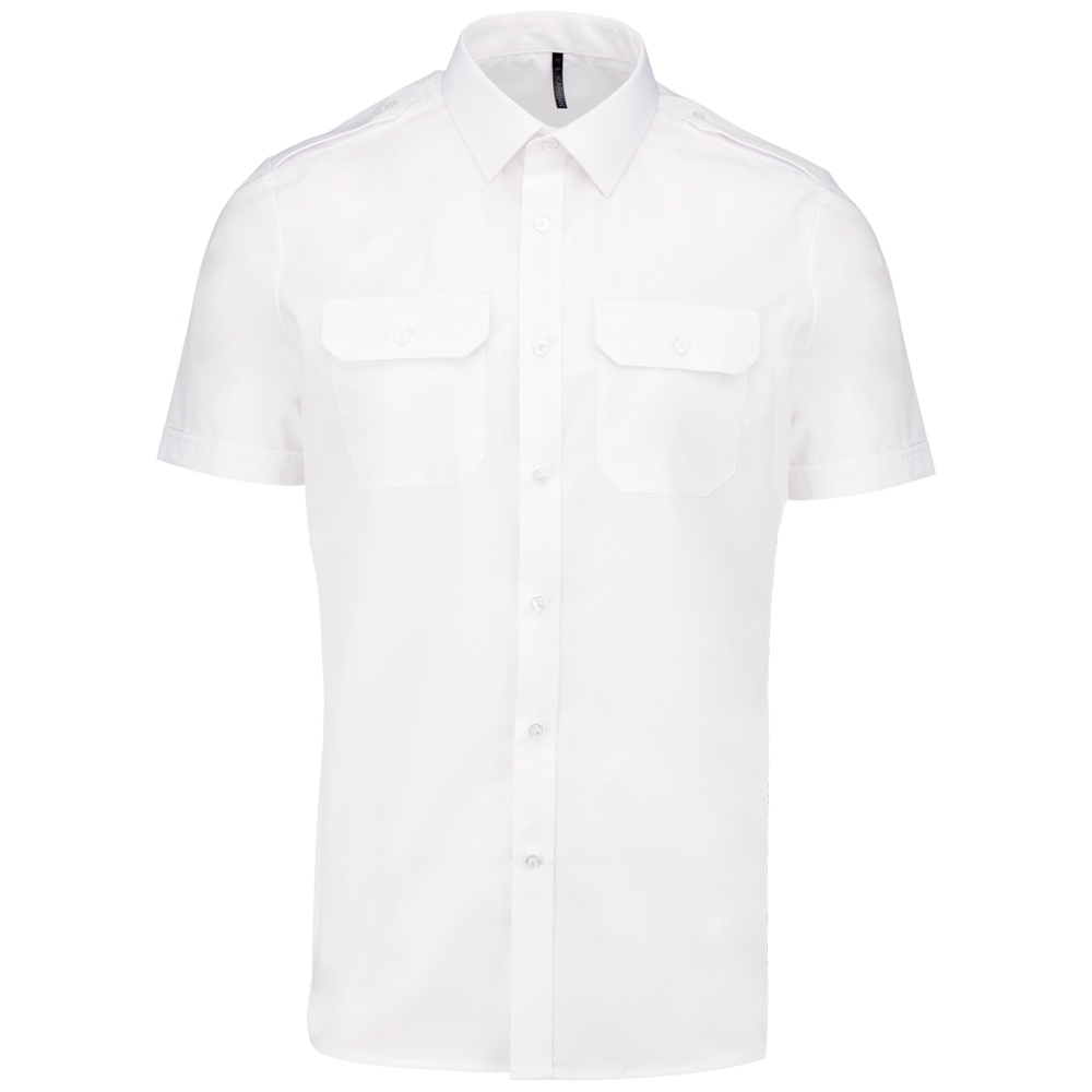 K503 - Herenpilootoverhemd korte mouwen - White