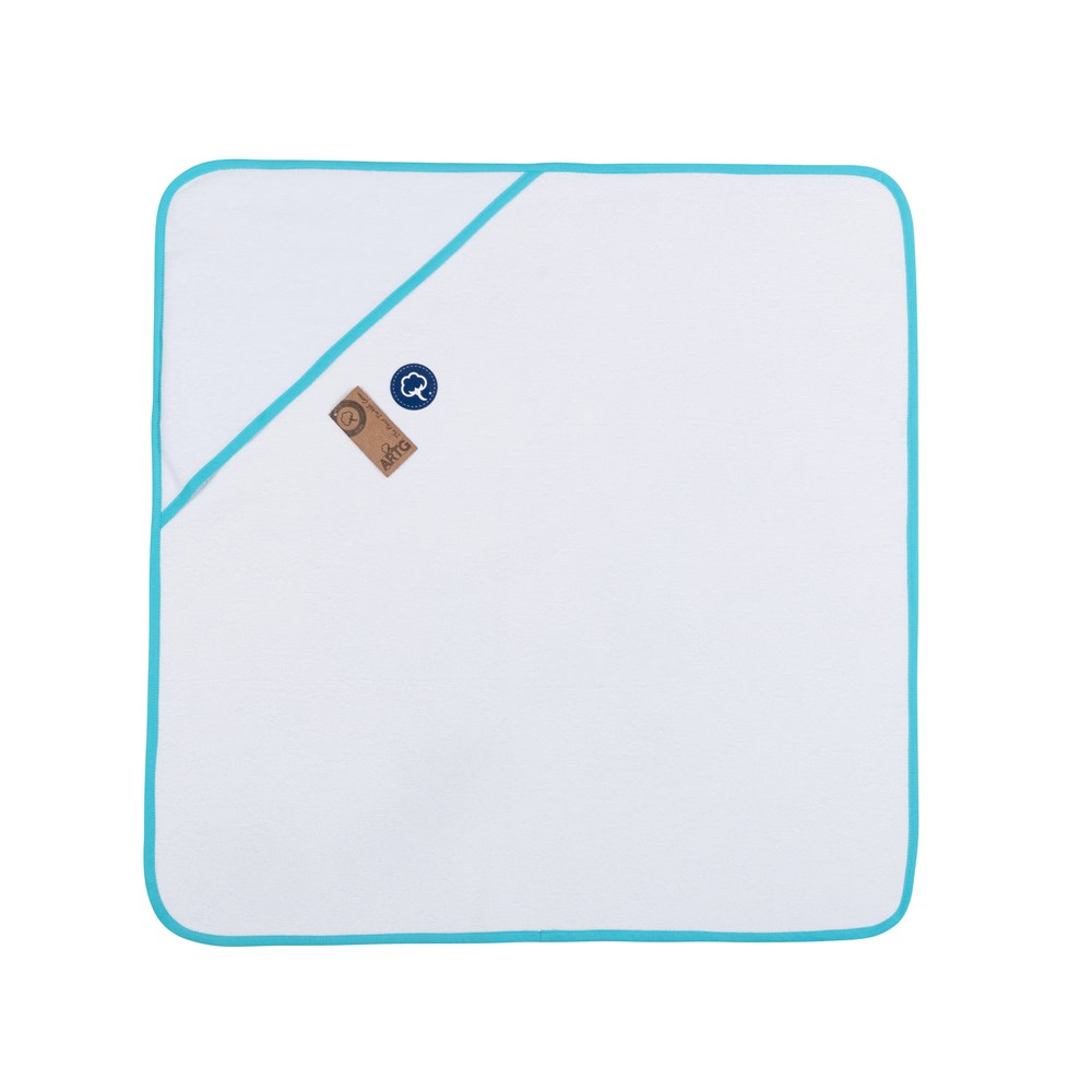 Babiezz® SUBLI Babyhanddoek White\Aqua Blue