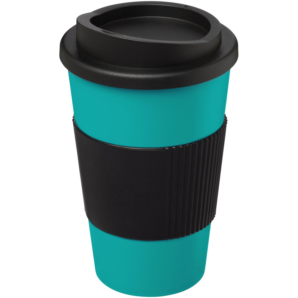 Americano® 350 ml geïsoleerde beker met grip - Aquablauw, Zwart