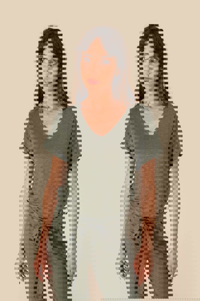 SP5004 - Tricot jumpsuit met korte mouwen voor dames in linnen