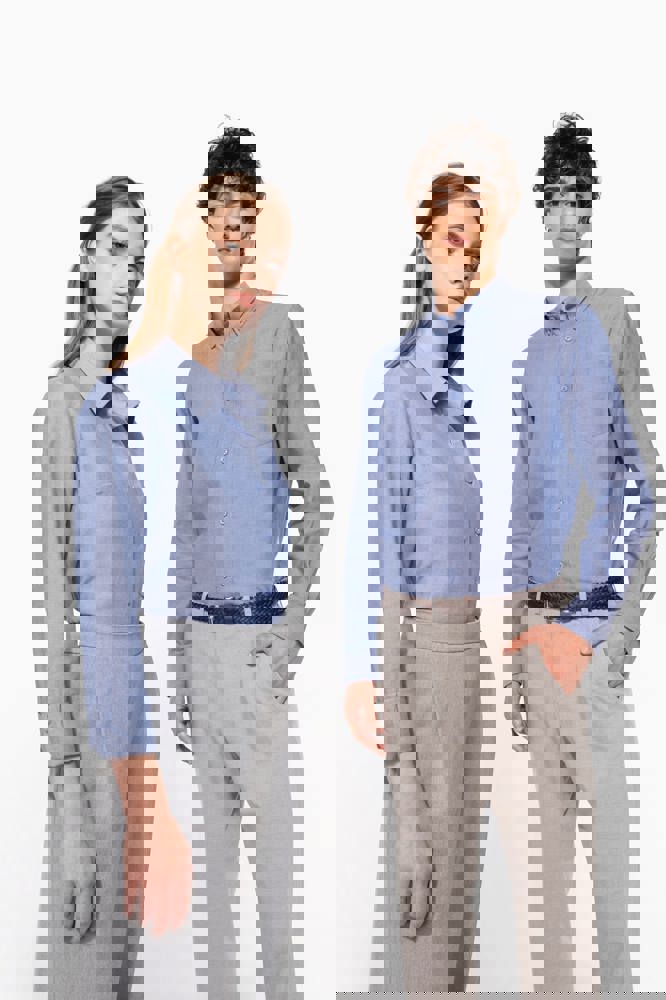 K534C - Dames Oxford blouse lange mouwen