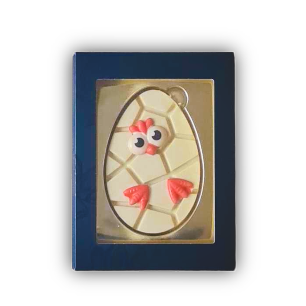 Chocolade paasei | paaskuikentje | wit | geschenkdoos | 95g