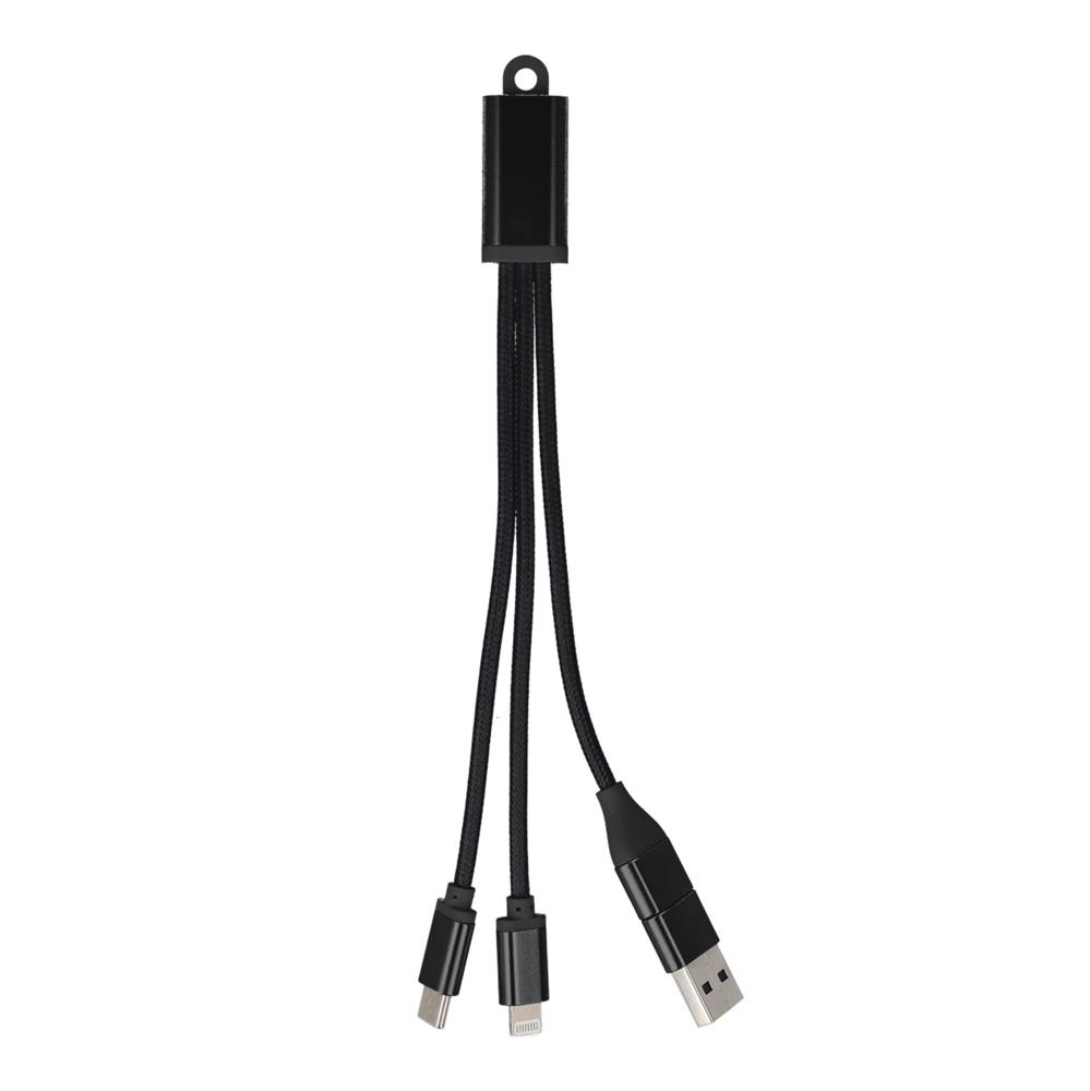 2-in-1 Oplaadkabel USB-A/C naar USB-C &amp; Lightning Aluminium - Zwart