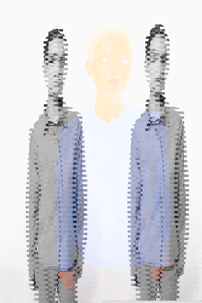 K534C - Dames Oxford blouse lange mouwen