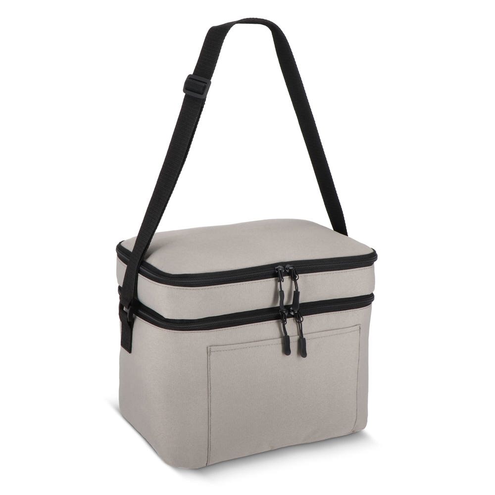 600D gerecycled PET koeltas met twee vakken 30 x 20 x 24 cm 12 L - grijs