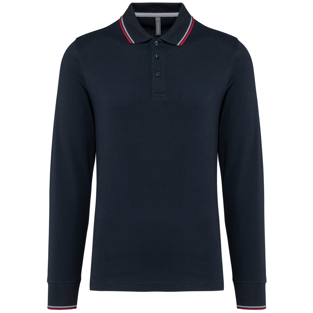 K280 - Heren polo van piquétricot met lange mouwen