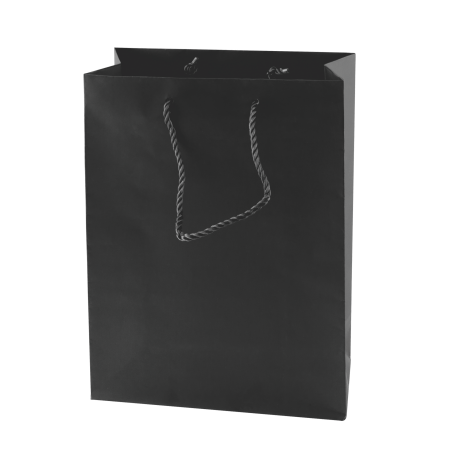 Glans papieren tas, 160x190x80 mm - Zwart
