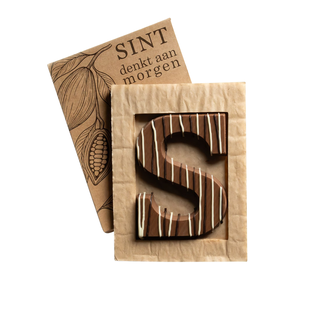 Luxe chocolade letter S marmer patroon | melk | 140g