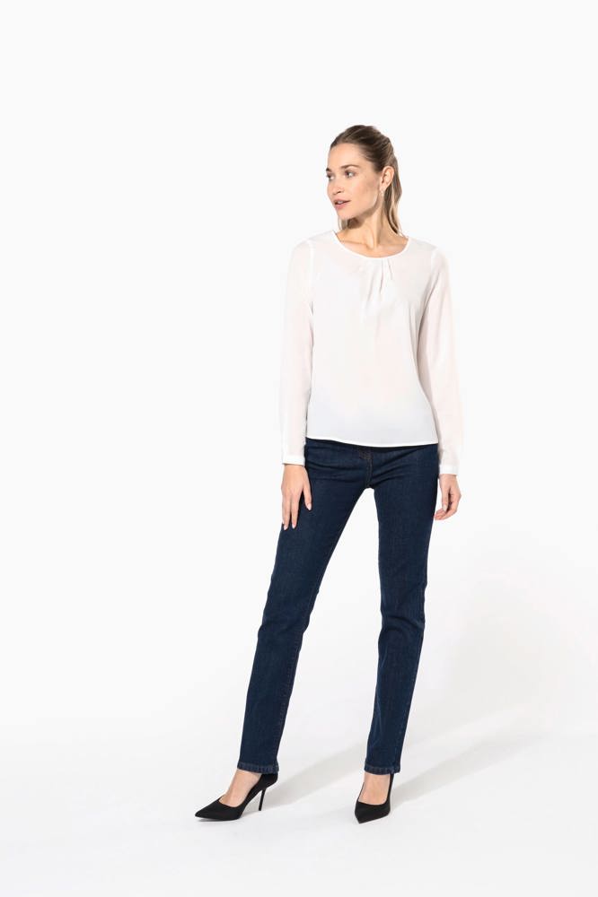 K5003 - Damesblouse in crêpe met lange mouwen