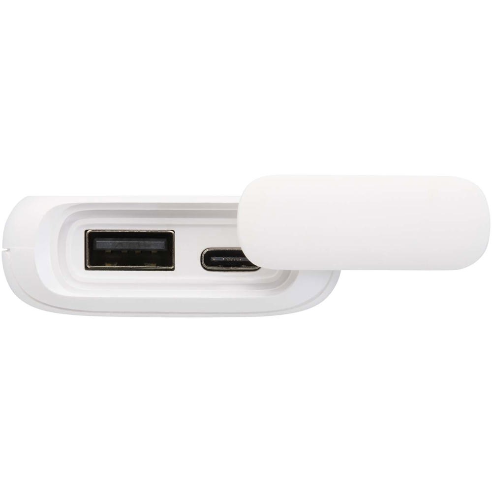 Alkes waterbestendige powerbank van 5000 mAh 12 W van gerecycled plastic met karabijnhaak