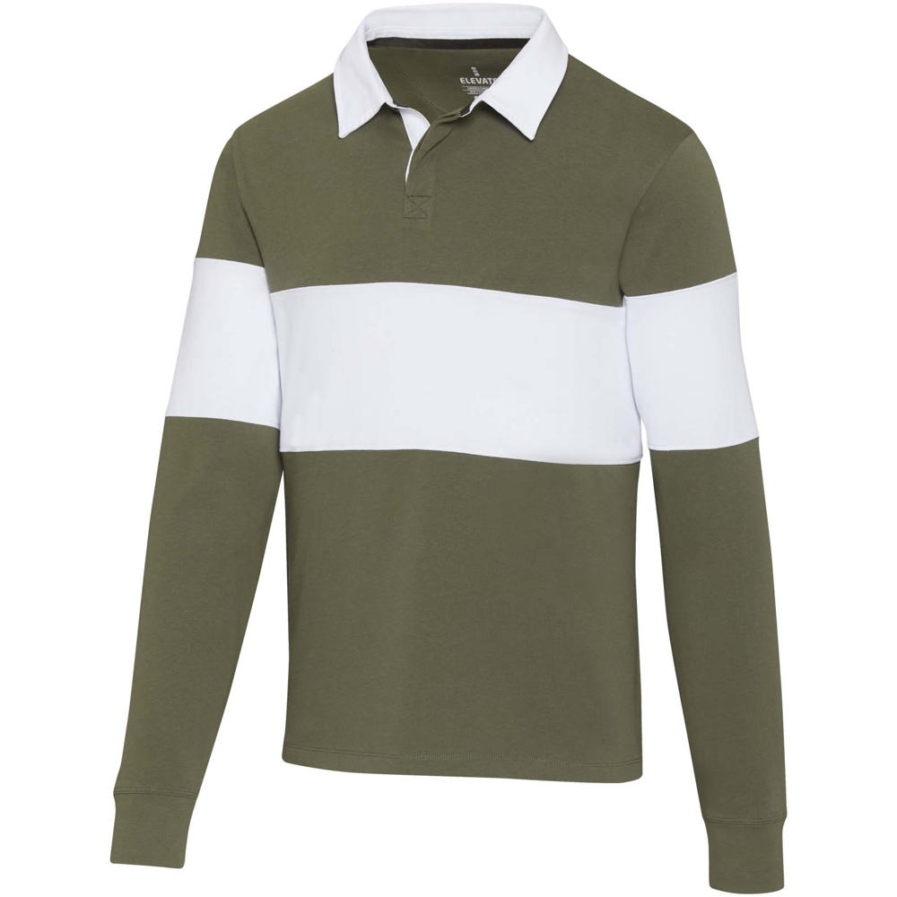 Clyde unisex organic rugbypolo sweatshirt - groen, wit