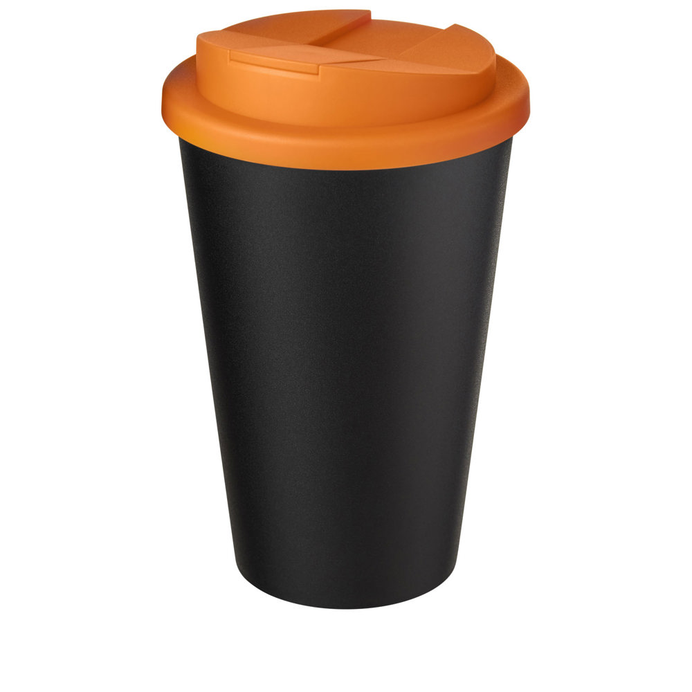 Americano® Eco 350 ml gerecyclede beker met spill-proof deksel - Oranje, Zwart
