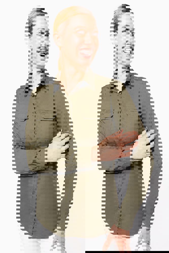 K591 - Damesoverhemd safari lange mouwen