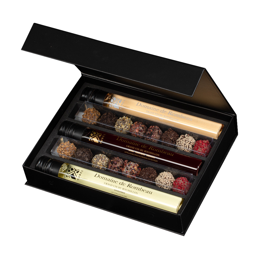 Wijnproeverij met wijnen en chocolade truffels