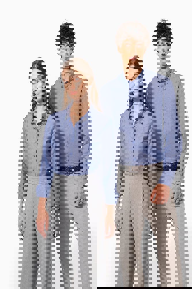 K534C - Dames Oxford blouse lange mouwen