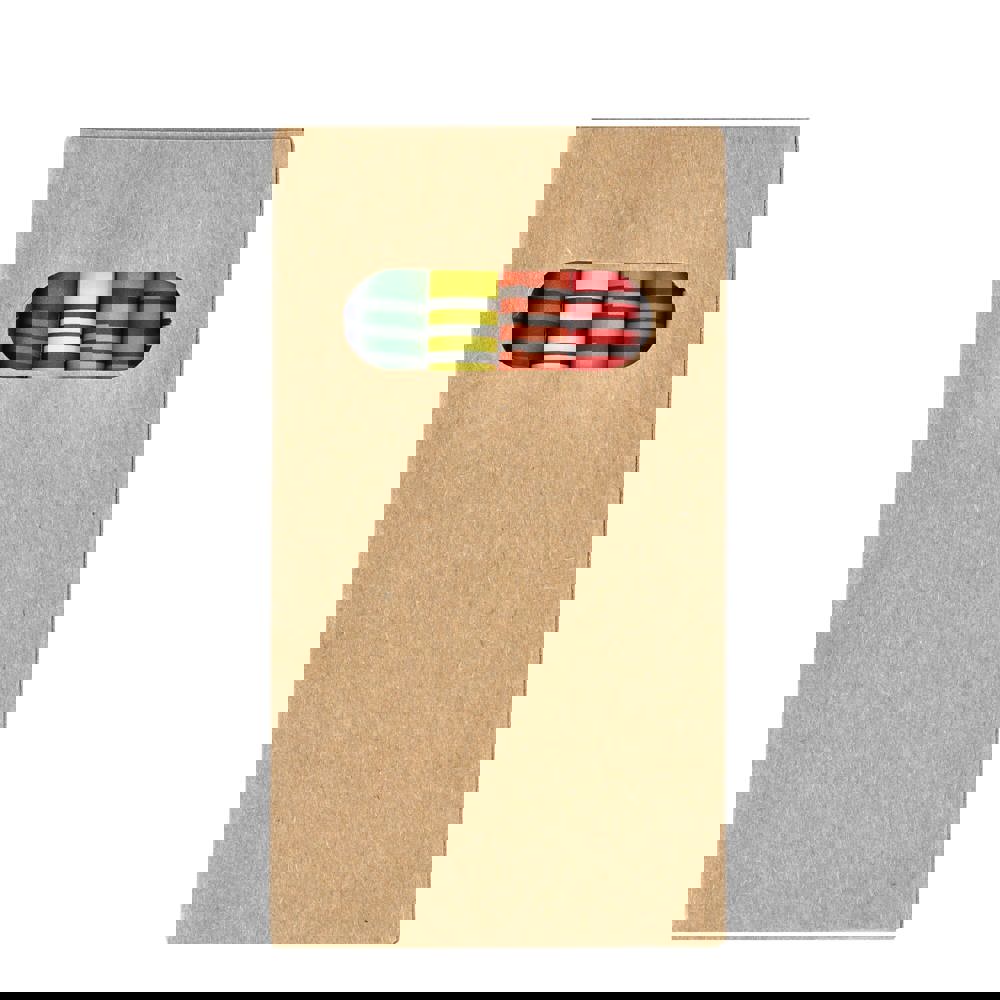 6 stuks kleurkrijtjes in kraftdoos