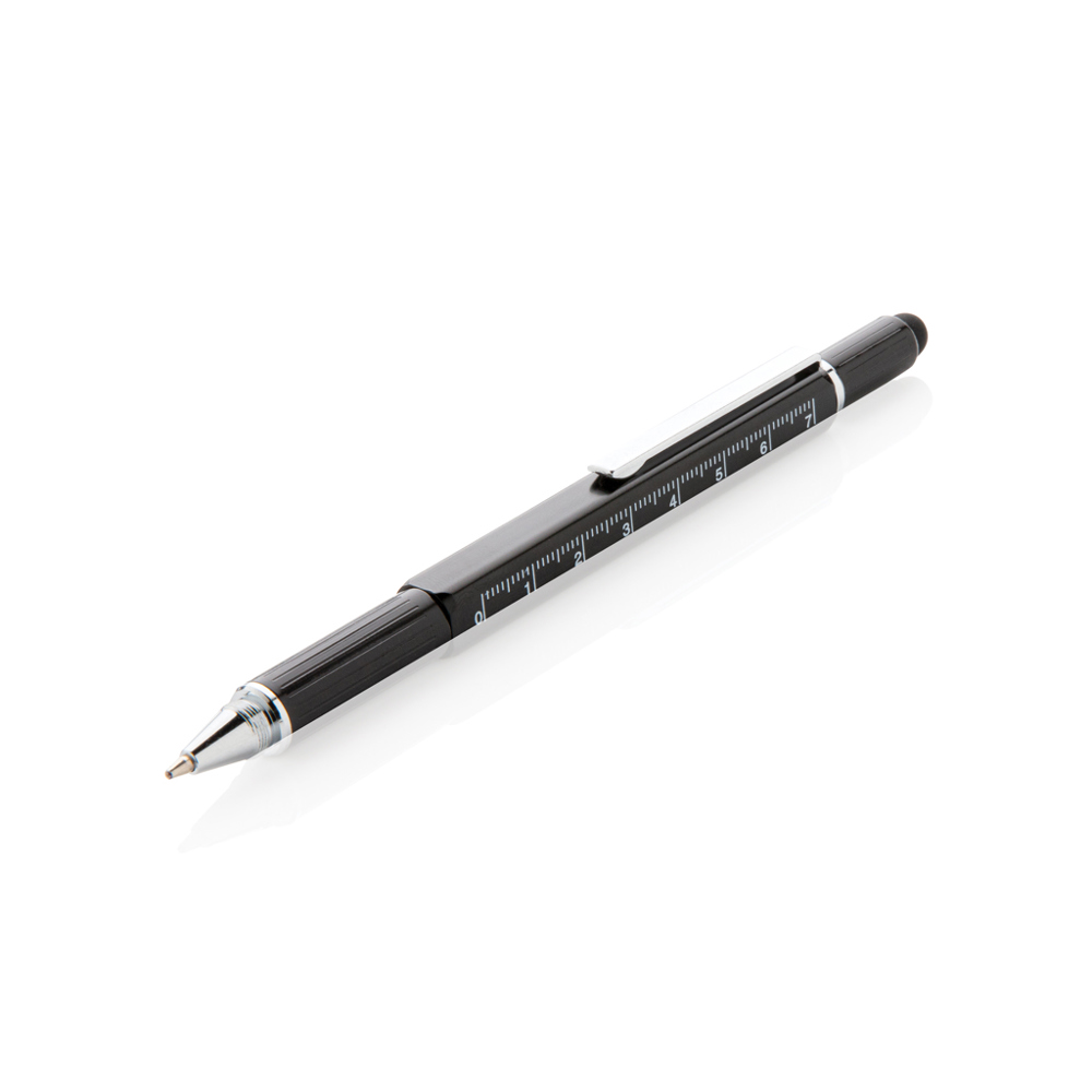 5-in-1 aluminium toolpen - zwart (± PMS Black)