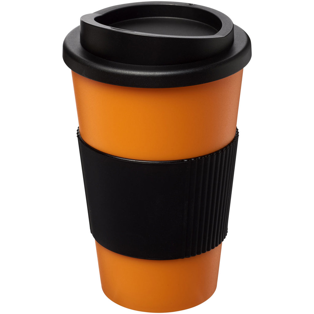 Americano® 350 ml geïsoleerde beker met grip - Oranje, Zwart