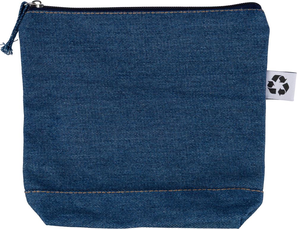 Gerecycled denim toilettas Orin - Blauw