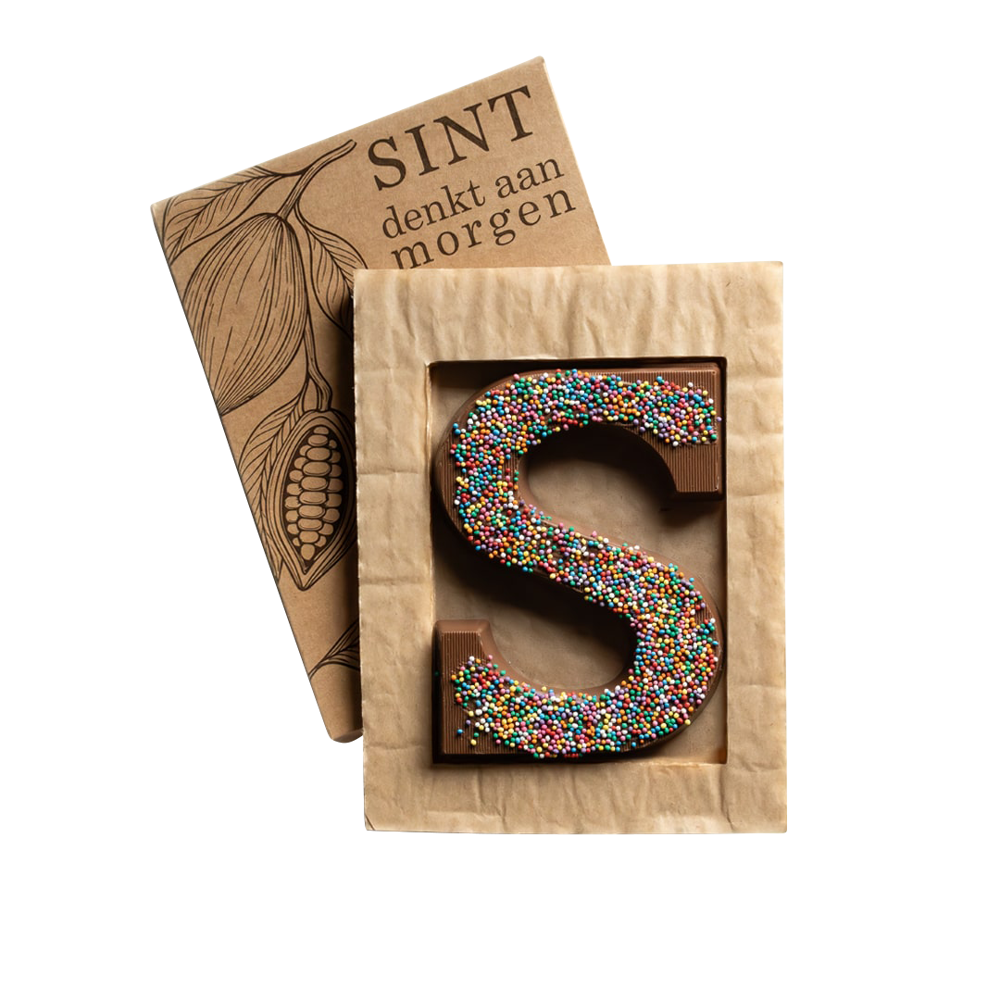 Luxe chocoladeletter S decoratie musket | melk | 140g