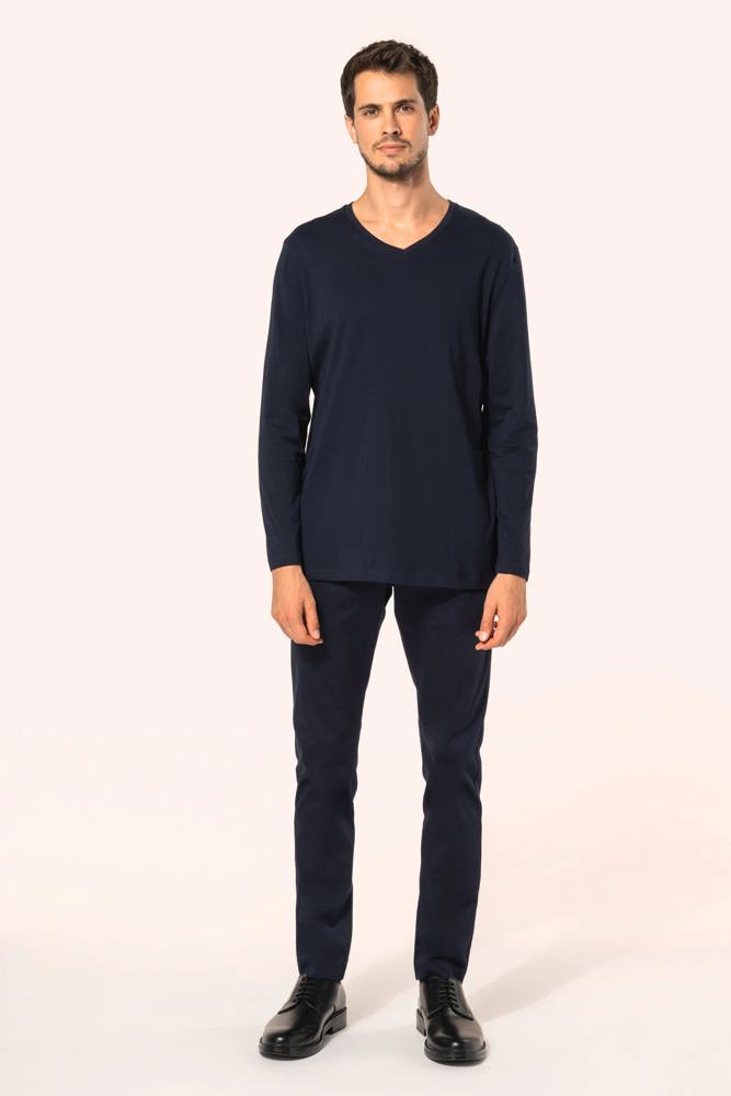 PK306 - Supima® heren-T-shirt V-hals lange mouwen