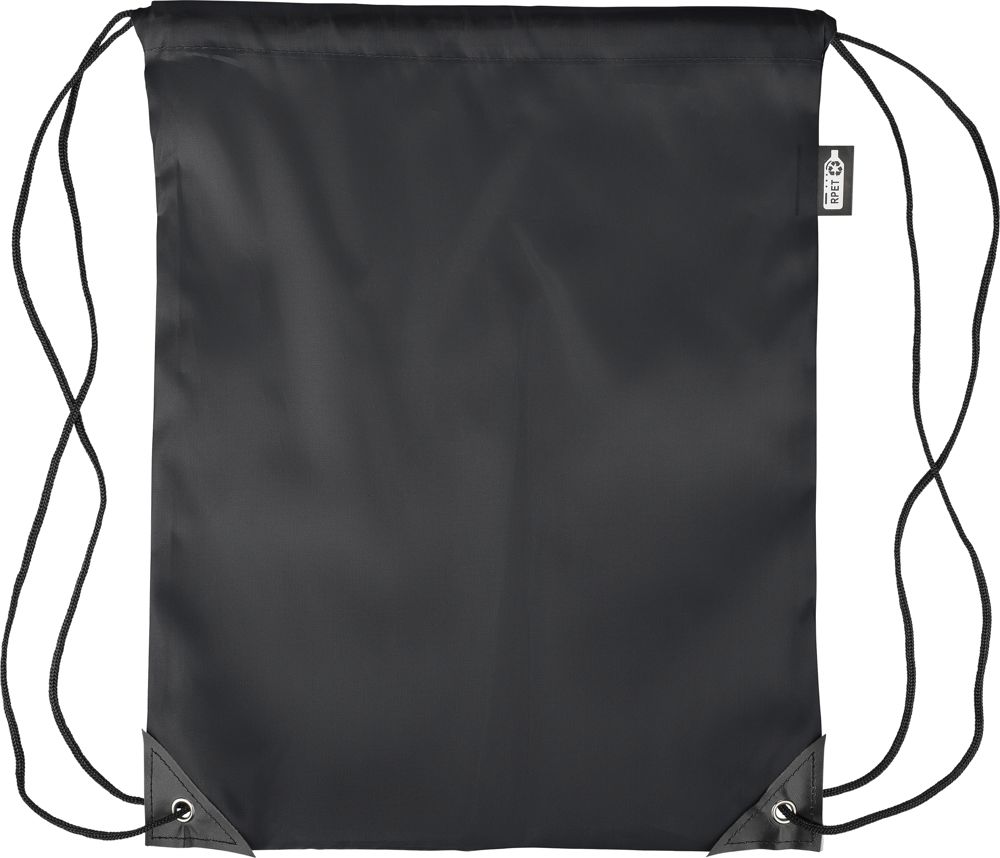 Gerecyclede rPET polyester (210D) trekkoord rugtas Enrique - Zwart