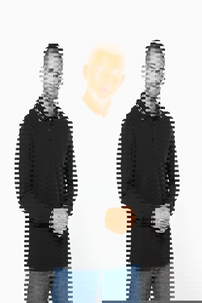 K280 - Heren polo van piquétricot met lange mouwen