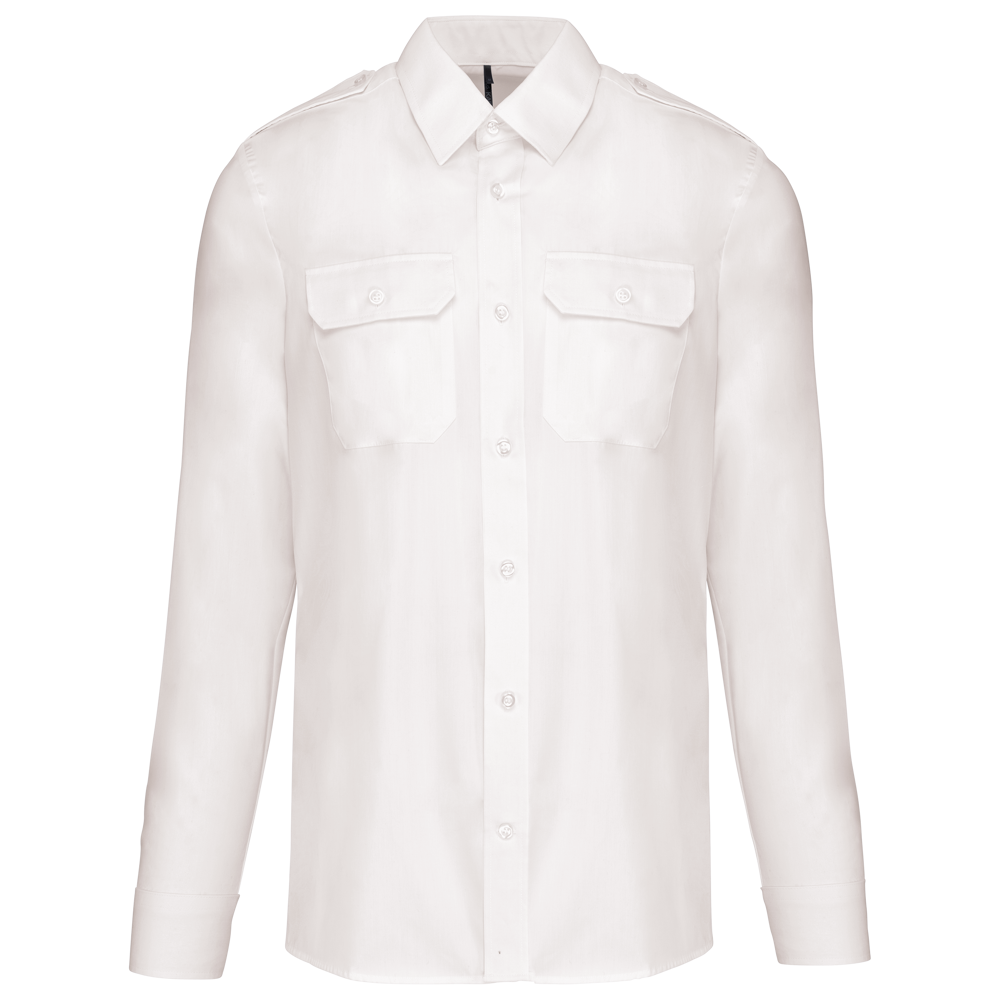 K505 - Herenpilootoverhemd lange mouwen - White