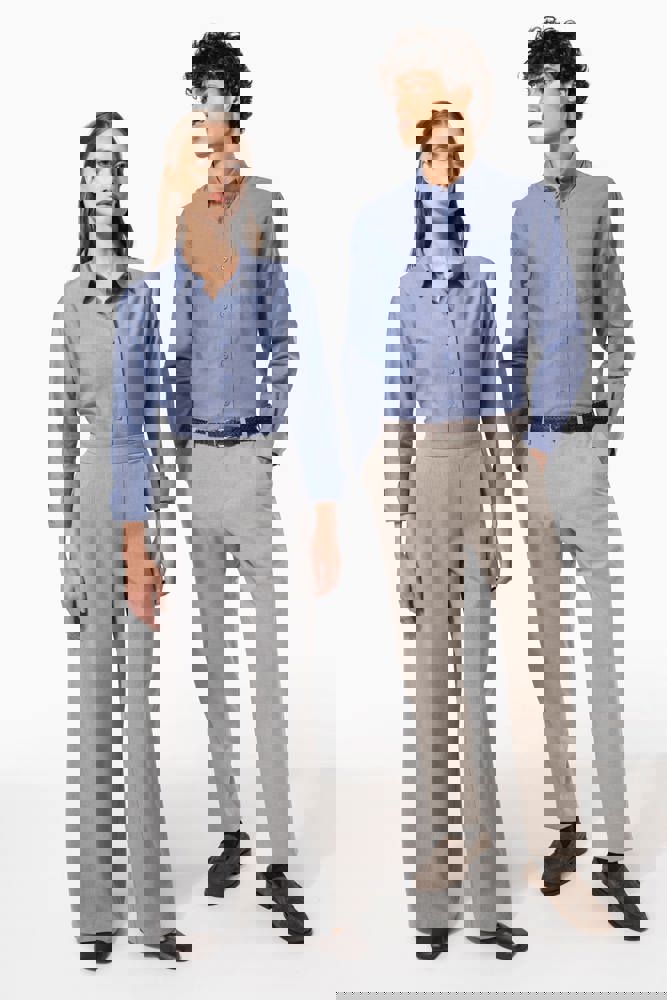 K534C - Dames Oxford blouse lange mouwen