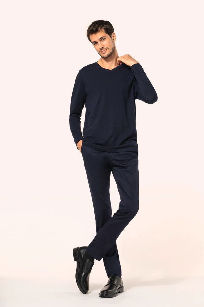 PK306 - Supima® heren-T-shirt V-hals lange mouwen