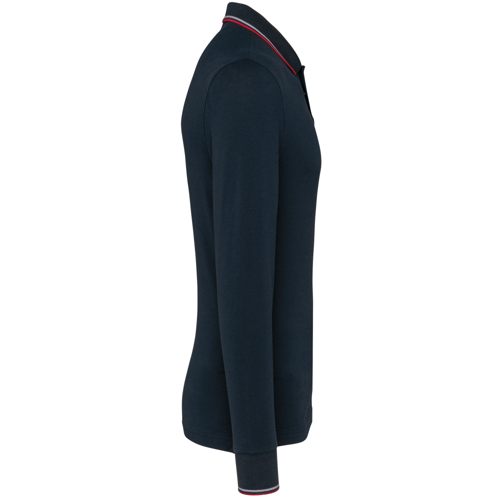 K280 - Heren polo van piquétricot met lange mouwen