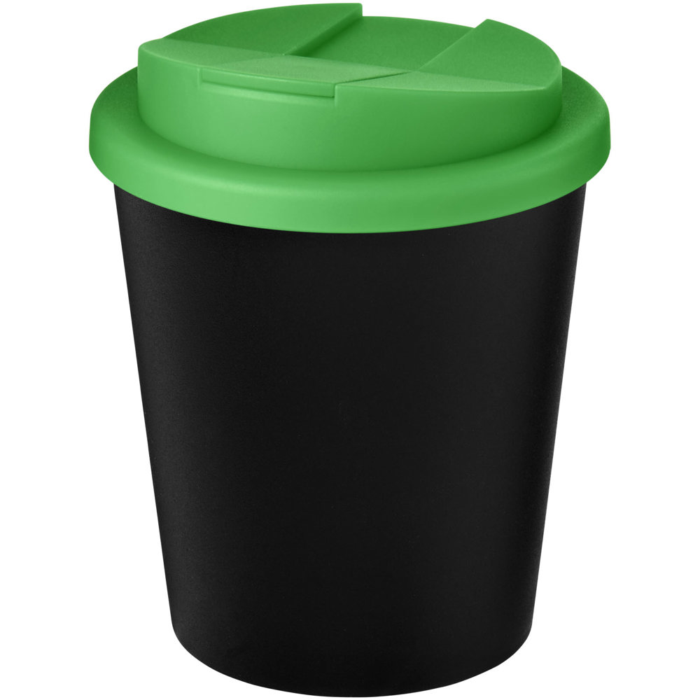 Americano® Espresso Eco 250 ml gerecyclede beker met knoeibestendig deksel - Zwart, Groen