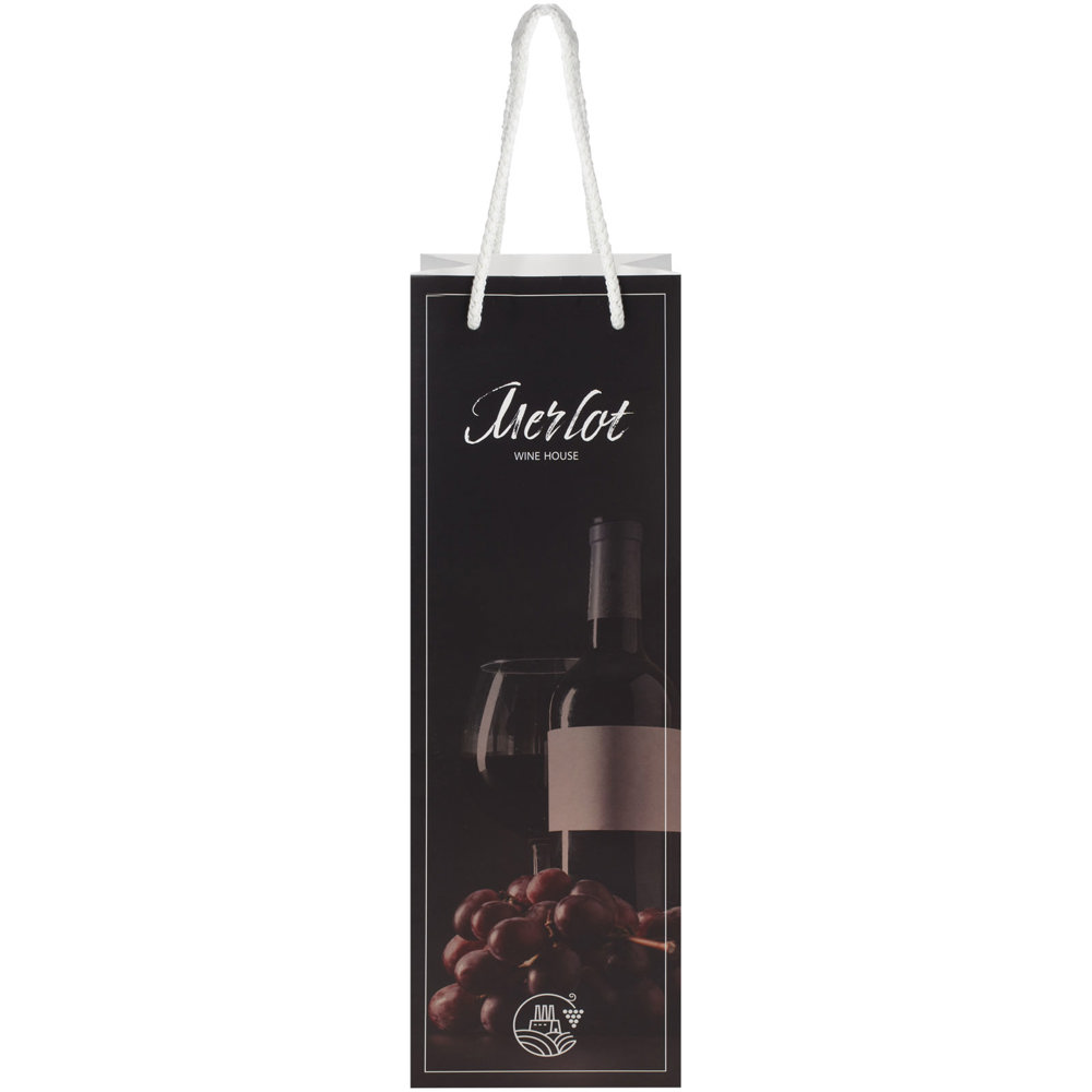 Handgemaakte 170 g/m2 integra papieren wijnflestas met PP woven handgrepen - 12 x 9 x 37 cm