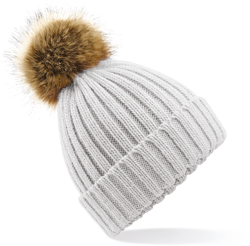 B412 - Pompon beanie - Light Grey