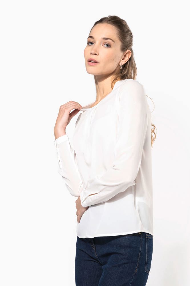 K5003 - Damesblouse in crêpe met lange mouwen